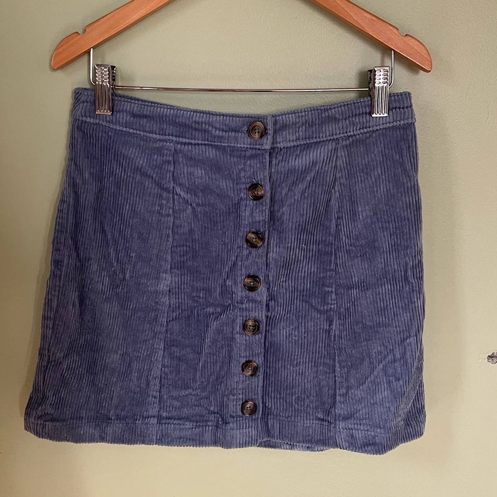 Forever 21 Blue Corduroy Button Up Mini Skirt Womens Small